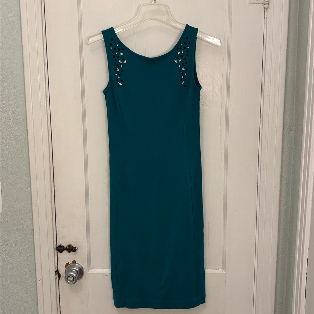 New York & Company Turquoise Top with Stud Accents